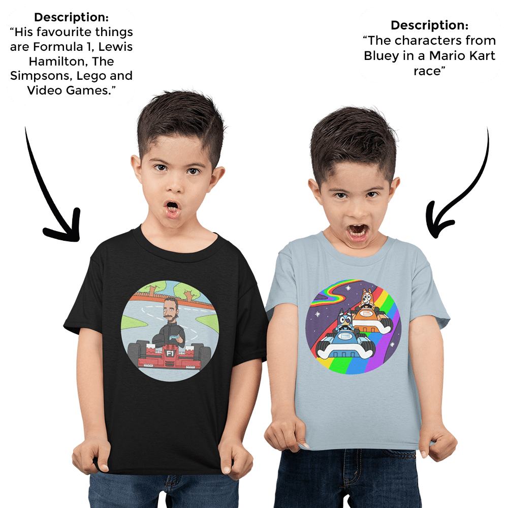 PromptKidsTee™ Twin Pack - 2x Custom Unisex Kids T-Shirt