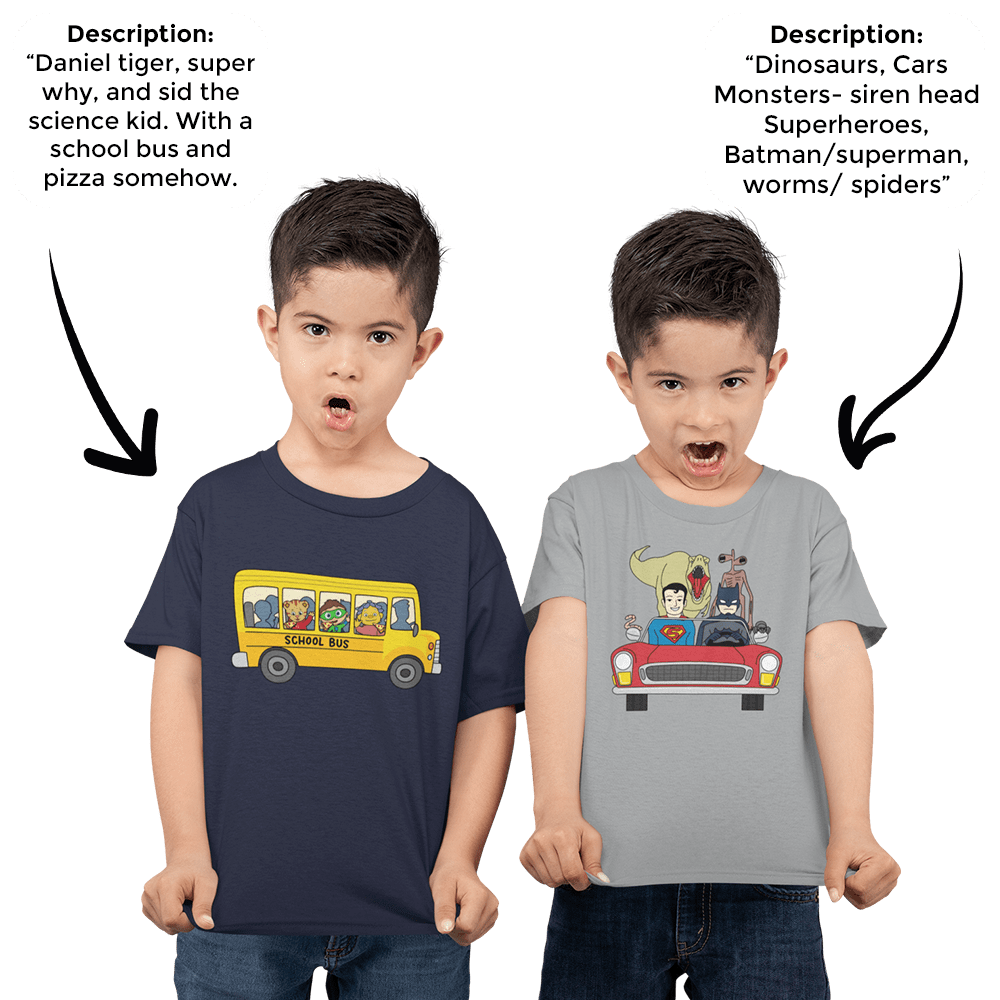 PromptKidsTee™ Twin Pack - 2x Custom Unisex Kids T-Shirt